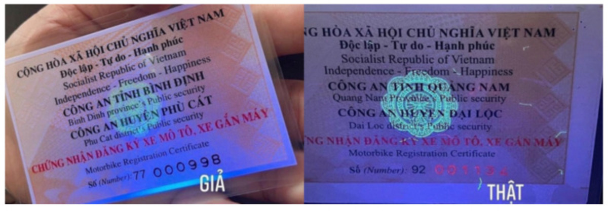 cach phan biet dang ky xe that gia Cách phân biệt cavet xe giả và thật