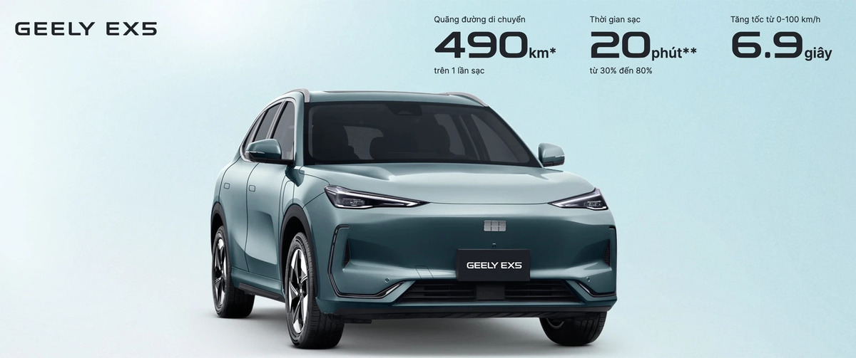 Xe 5 chỗ gầm cao Geely EX5 là mẫu SUV điện cỡ C mới ra mắt tại Việt Nam